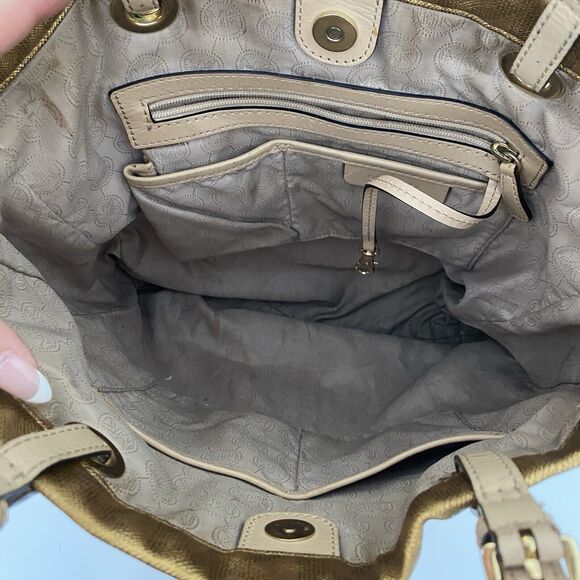 Michael Kors Gold Metallic Signature Logo Satchel Tote Diaper Bag 1974222 - Picture 10 of 12